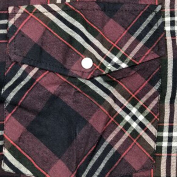 Woodland Creek Men's Plaid Long Sleeve Pearl Snap Shirt in Red Black - XL - Picture 6 of 8